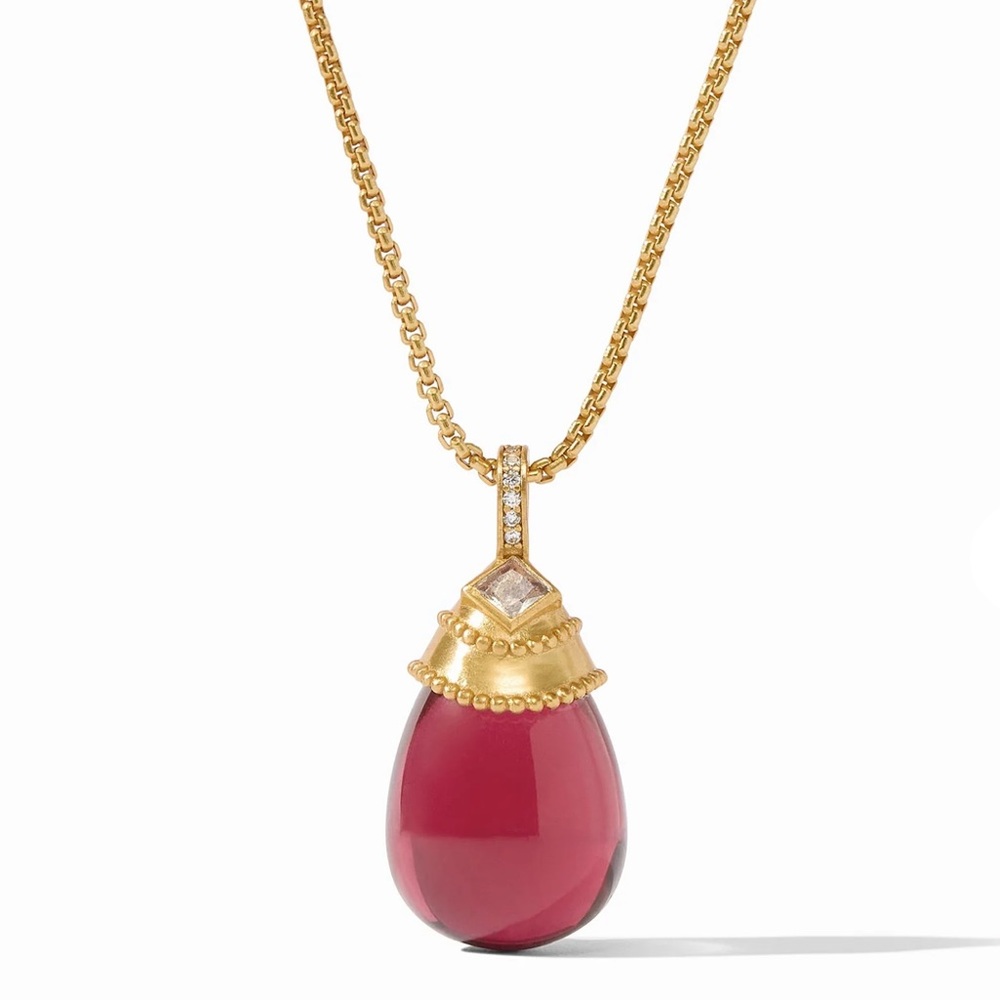 $175 Julie Vos Noel Pendant Necklace Raspberry